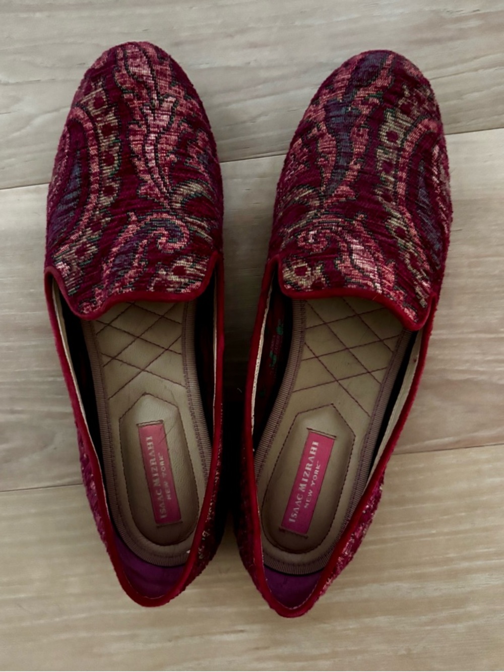 Isaac Mizrahi Red Paisley Slip-On Flats